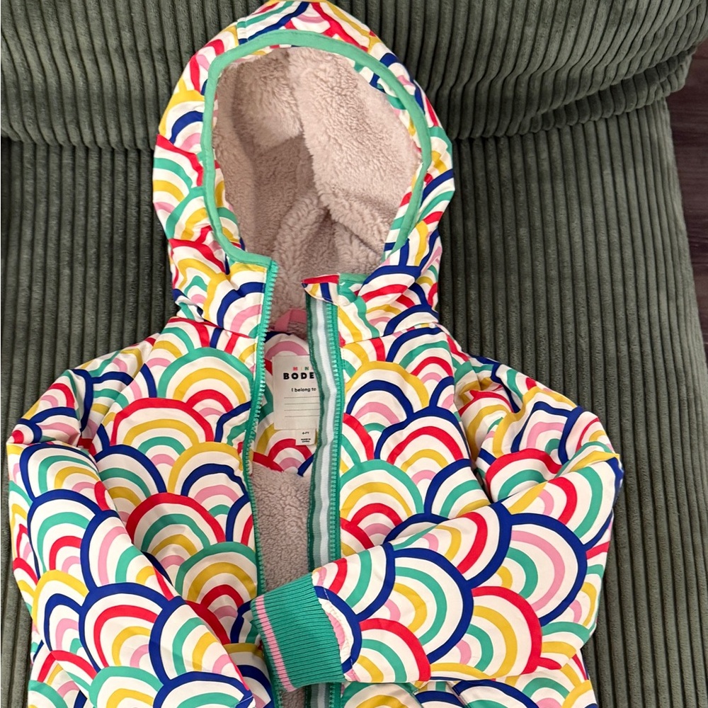 Boden Multicolor Rainbow Hooded Jacket